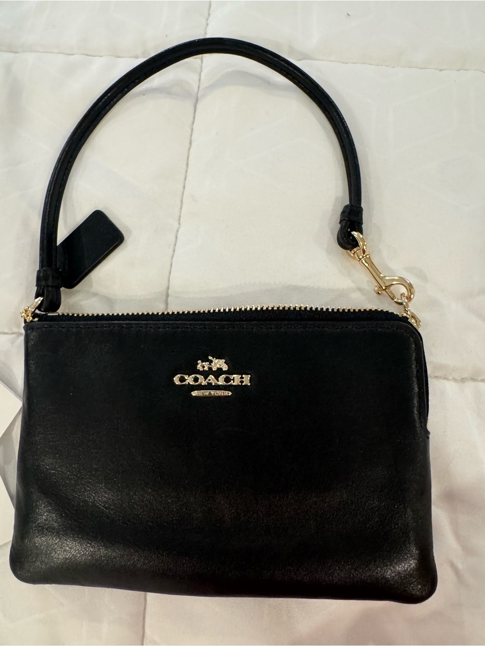 Coach Black Leather Clutch Wristlet with Gold Hardware - Picture 2 of 5